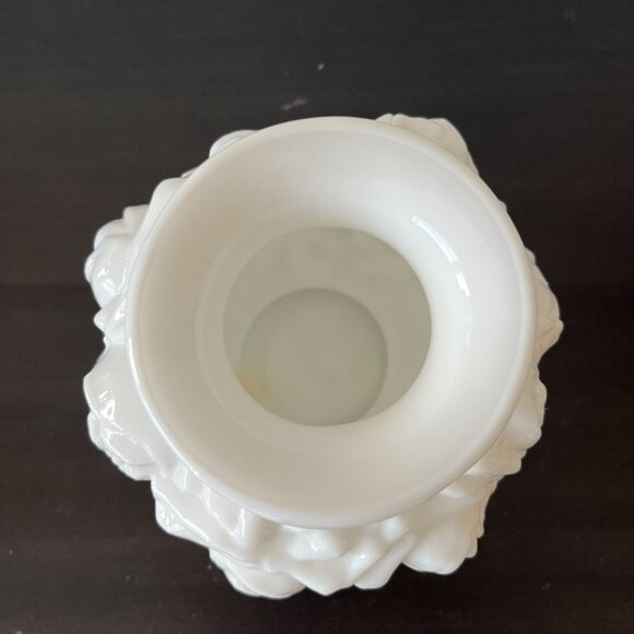 Vintage Milk Glass Vase With Embossed Rose Design // Imperial Glass // 6" Tall - Picture 3 of 5